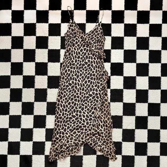 Vintage Silk Cheetah Giraffe Animal Print Maxi Dress Robbie Bee 16 - Picture 1 of 5